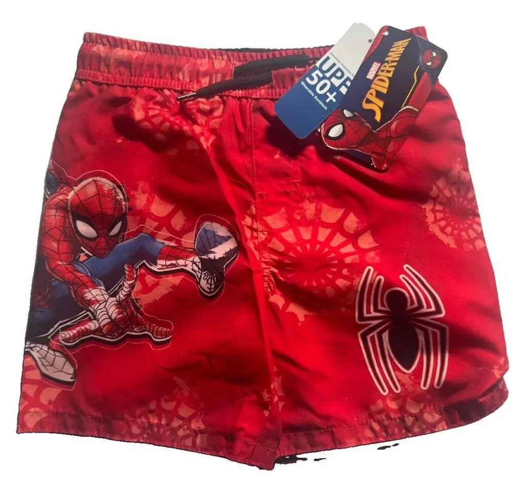 Marvel Spider-Man Boys Red Swim Trunks UPF 50+ Mesh Lined Size Small NWT